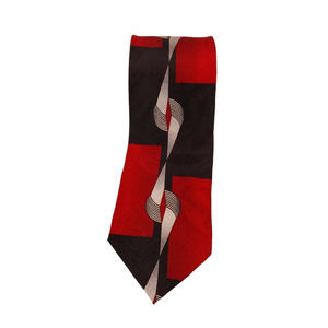 Urban Mode Men Necktie Tie White Black Red Geometry Print 100% Silk 56" x 4"